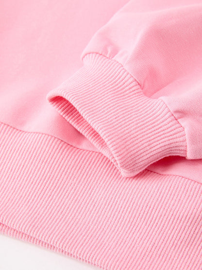 Girls Pink Bow Trim Sweatshirt and Pants Set