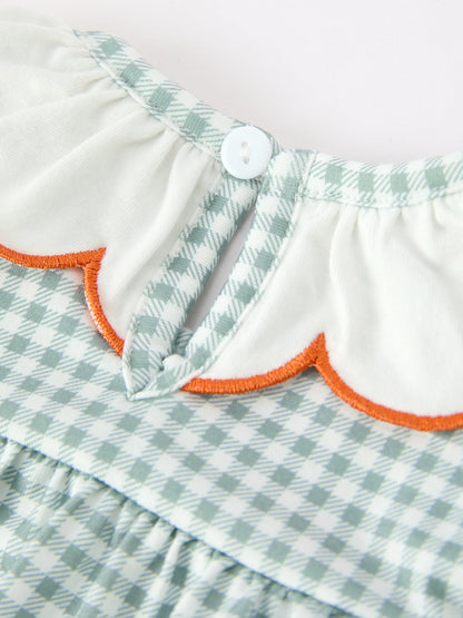 Halloween Thanksgiving Embroidered Pumpkin Girls Bloomer Set
