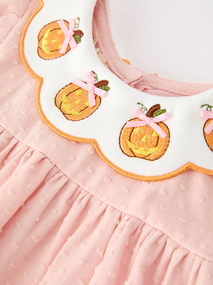 Halloween Pumpkin Embroidered Girls Bloomer Set
