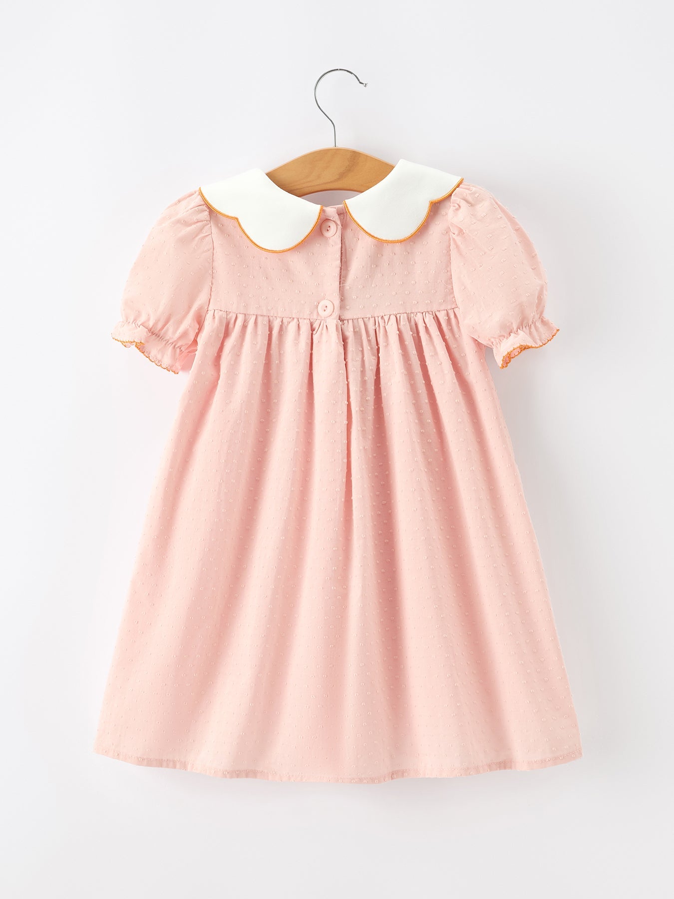 Halloween Pumpkin Applique Girls Puff Sleeve Dress