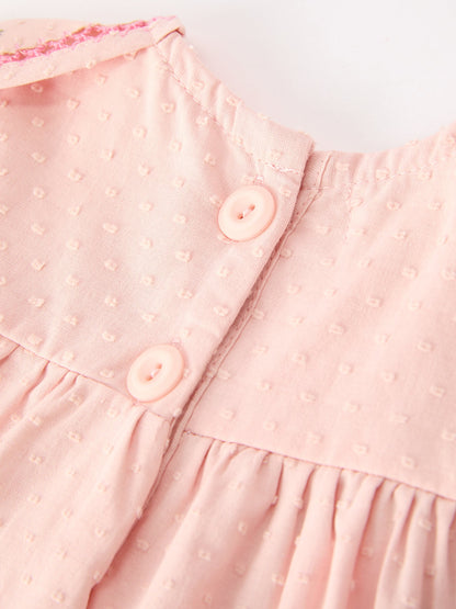 Fall Baby Girl Pink Peter Pan Collar Embroidered Bloomer Set