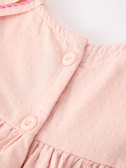 Fall Baby Girl Pink Floral Embroidered Peter Pan Collar Dress