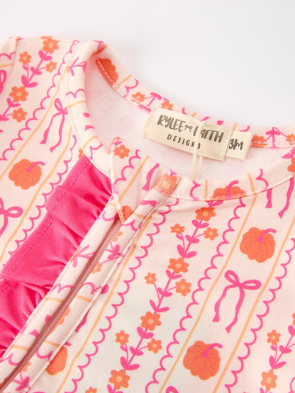 Halloween Thanksgiving Pumpkin Bow Baby Sleeper