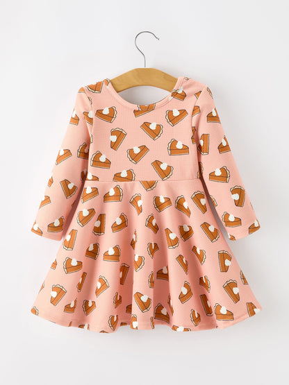 Girls Thanksgiving Pumpkin Pie Dress Fall Twirl Dress