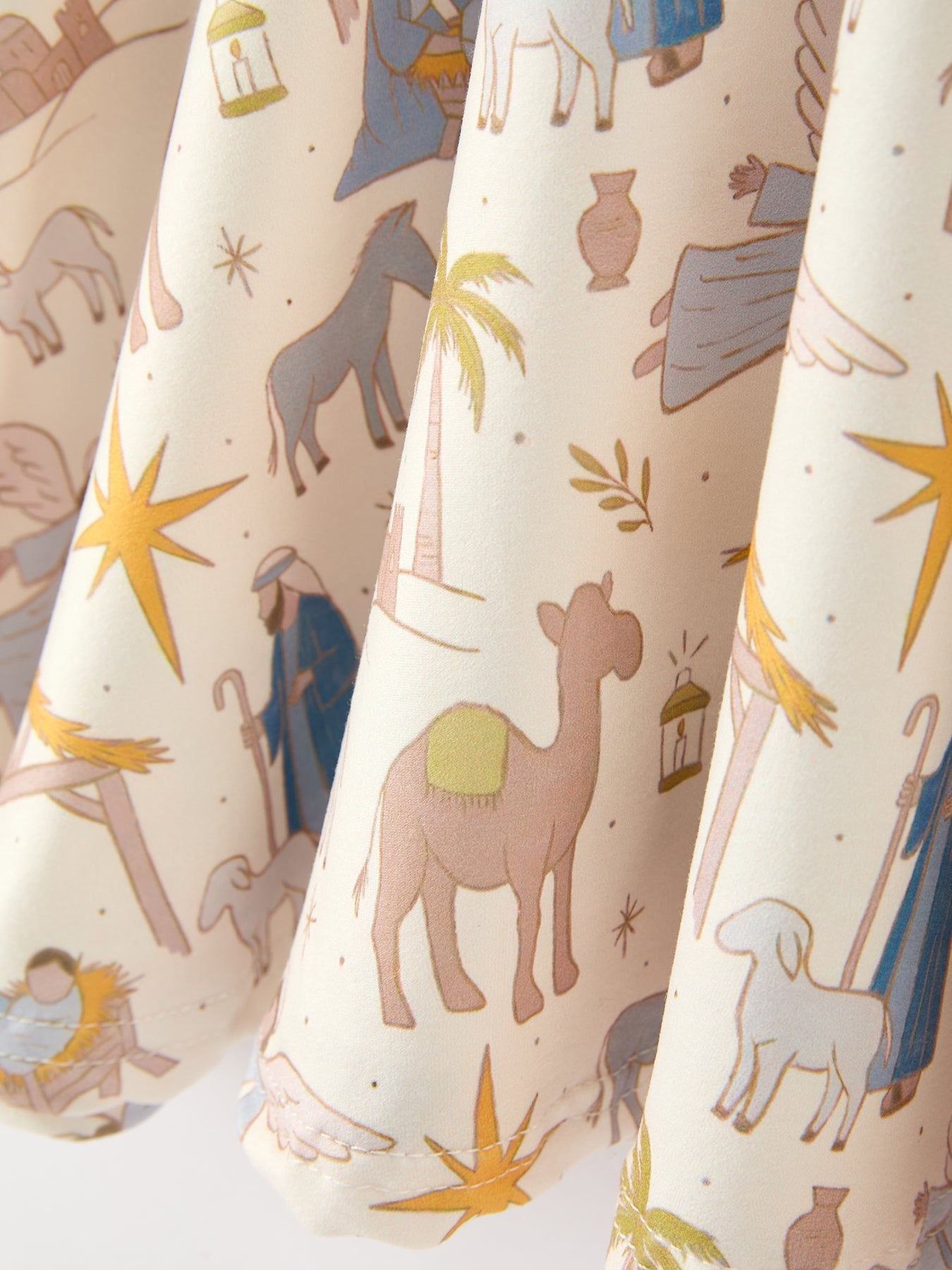Christmas Girls Nativity Print Twirl Long Sleeve Dress