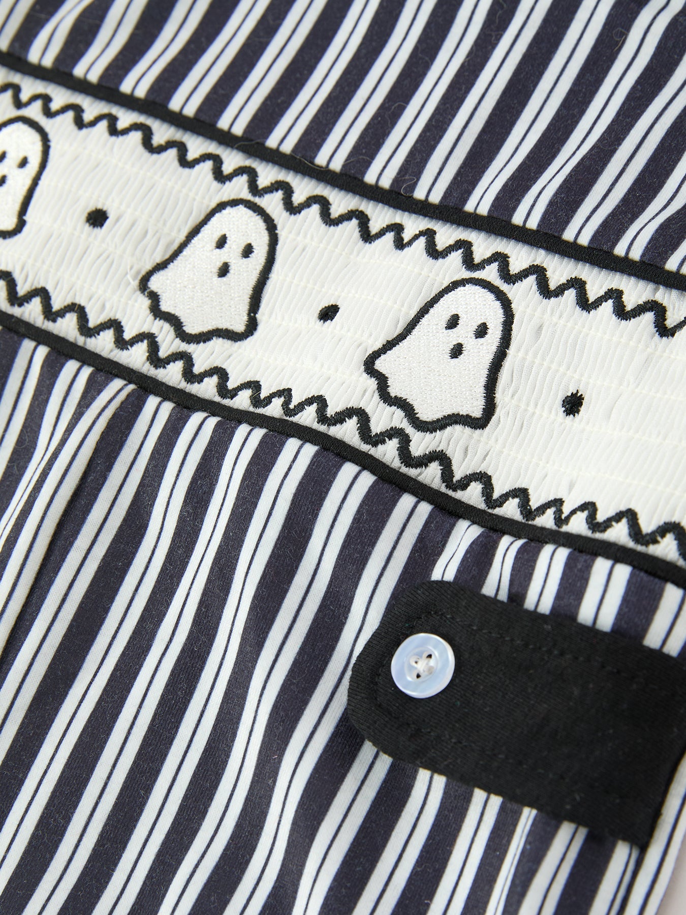 Halloween Ghost Smocked Boys Jon Jon Embroidered Romper