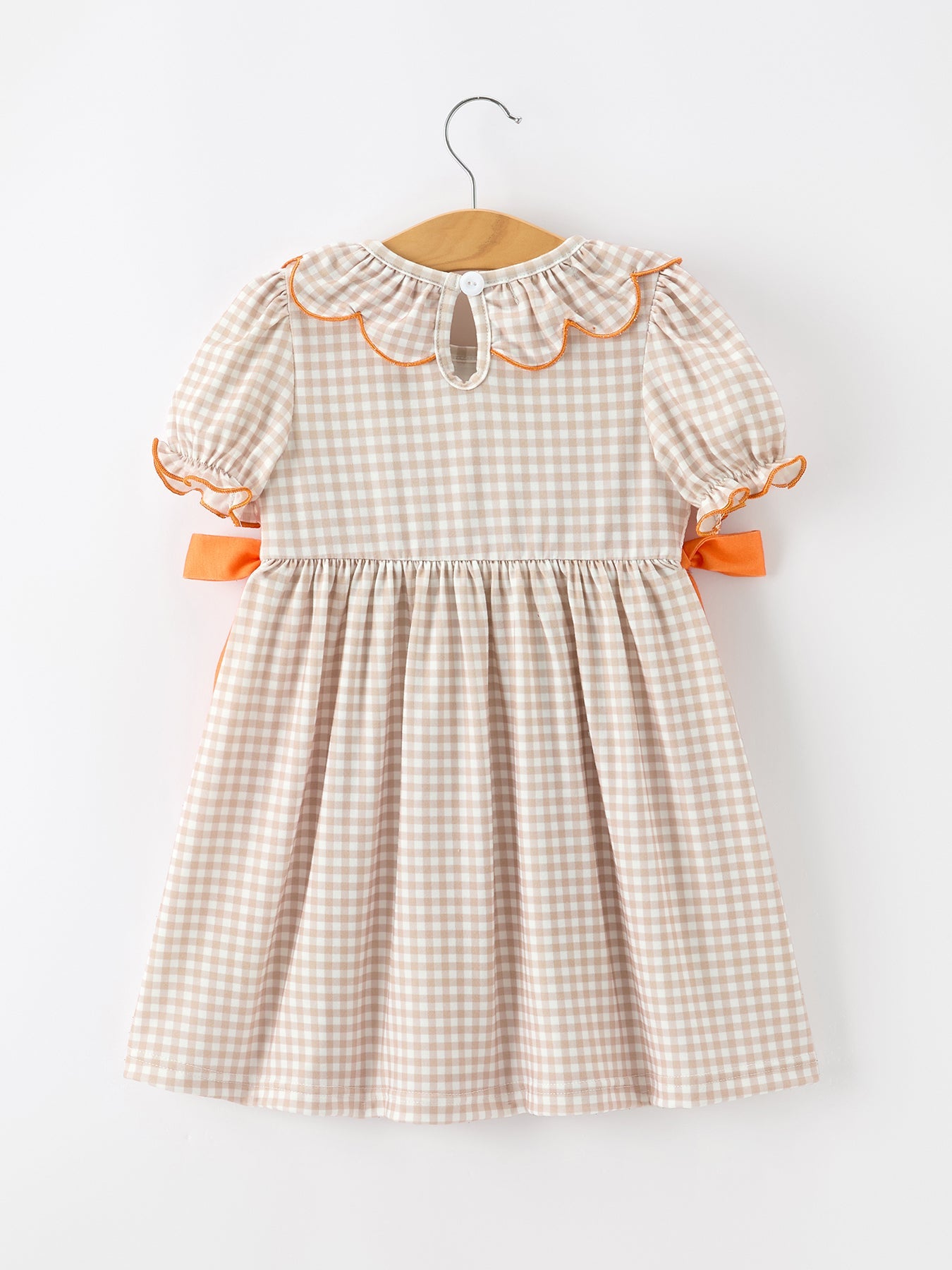 Thanksgiving Smocked Girls Dress Turkey Pumpkin Pie Embroidery