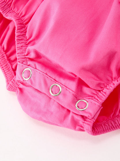 Fall Baby Girl Hot Pink Ruffle Smocked Embroidery Romper