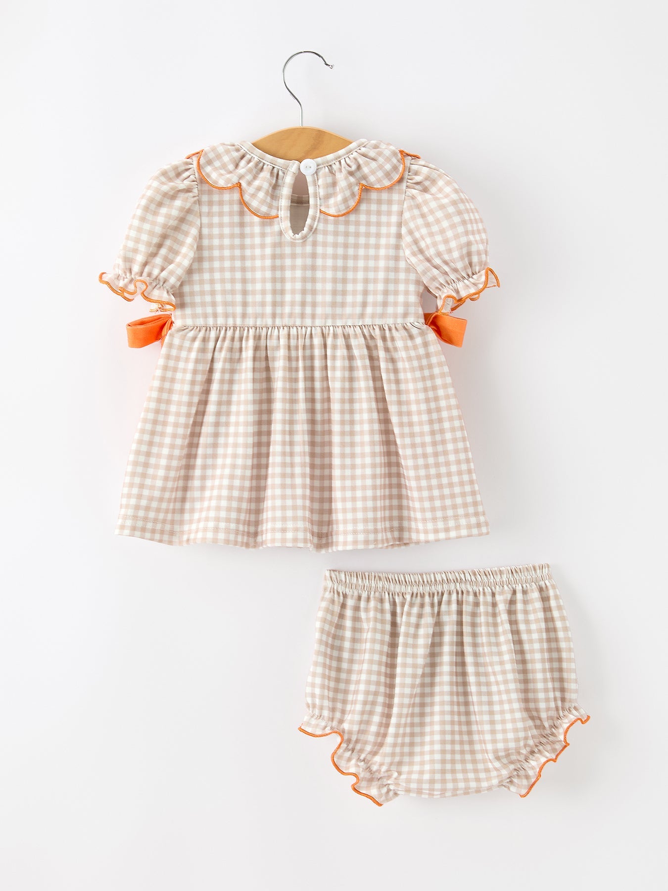 Thanksgiving Smocked Girls Dress Bloomer Set Turkey Embroidery