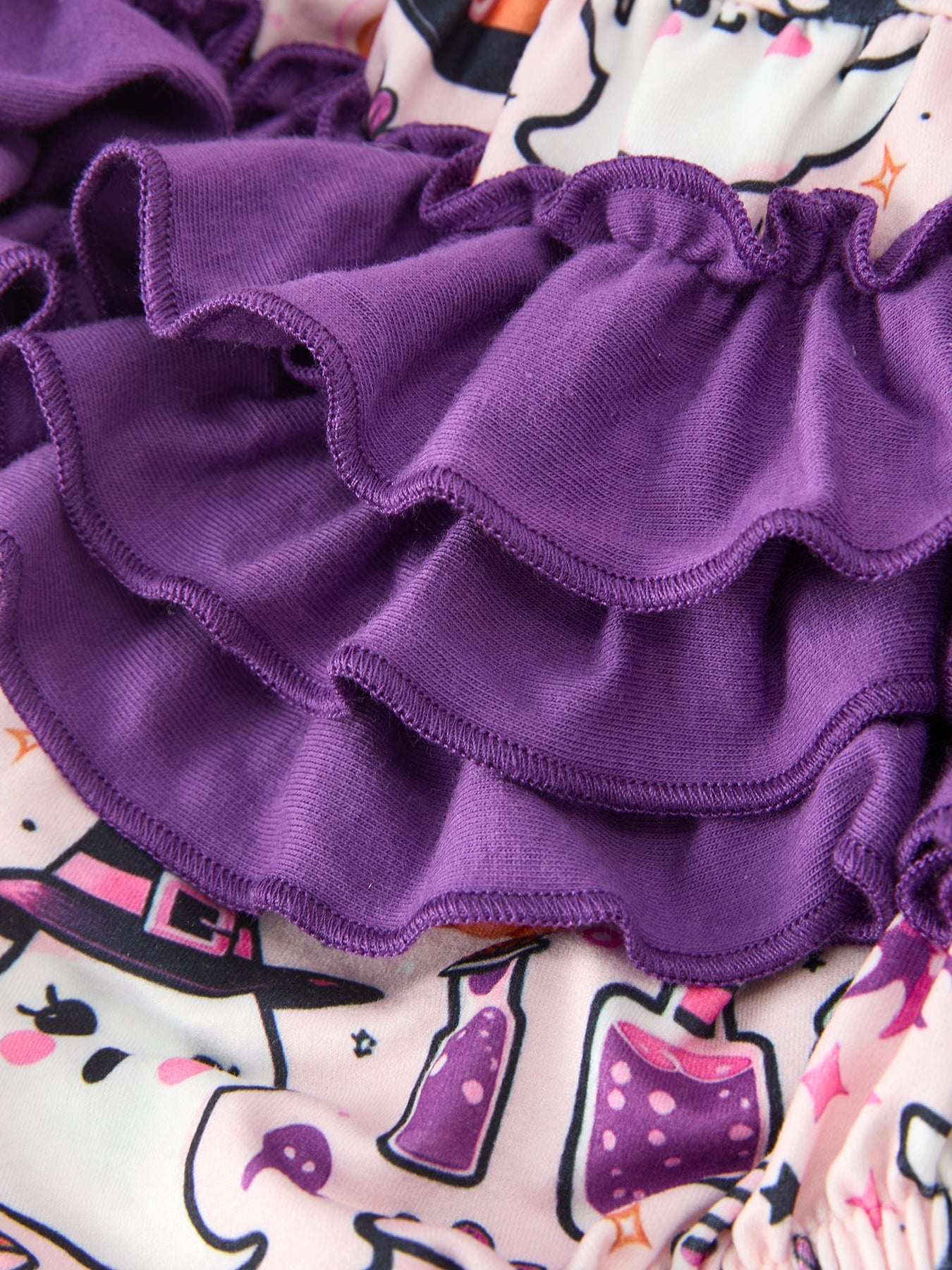 Halloween Pumpkin Ghost Baby Girl Bubble Romper Ruffle Bow Detail