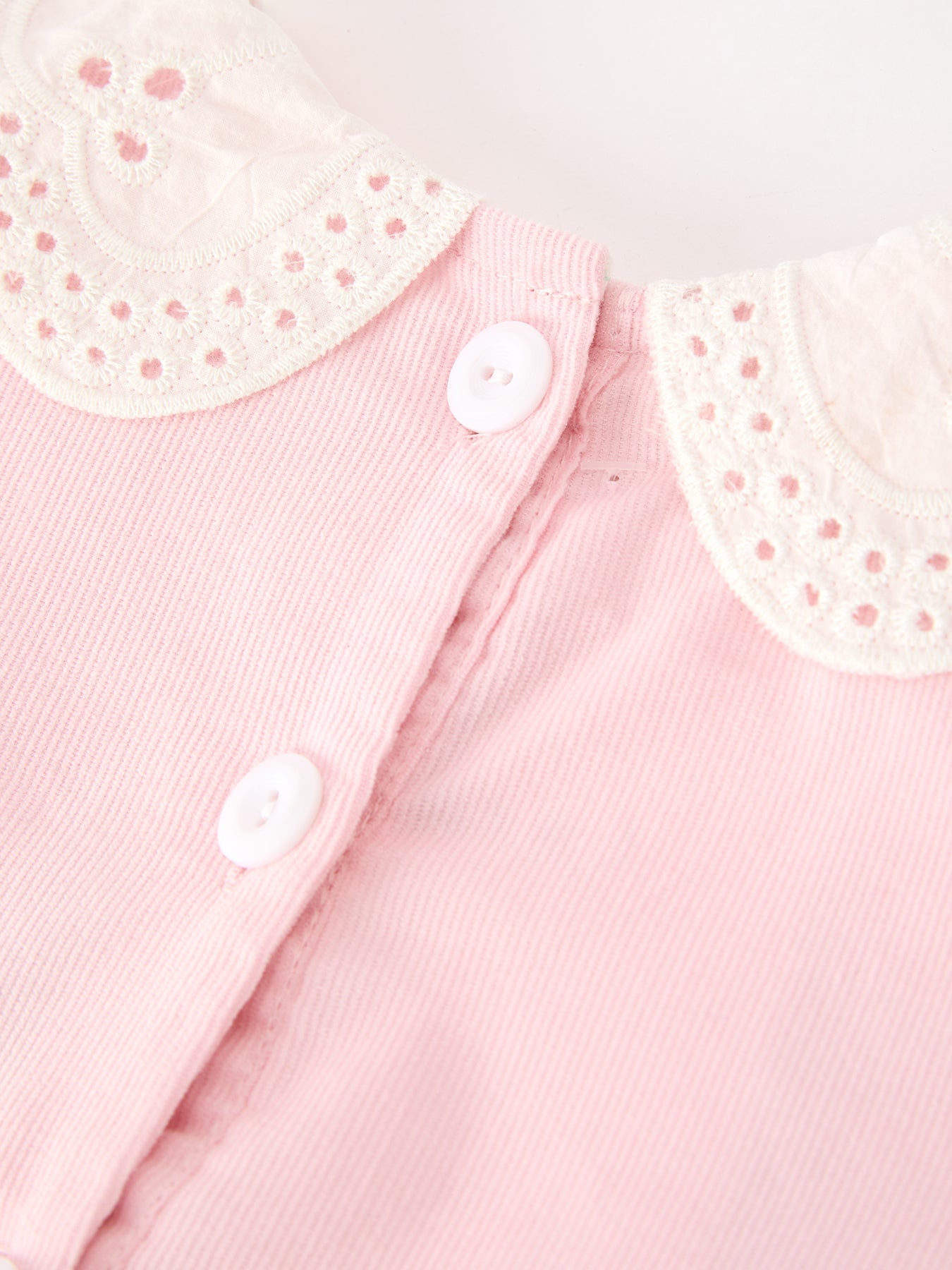 Fall Pink Smocked Girls Dress Peter Pan Collar Long Sleeve Floral Detail