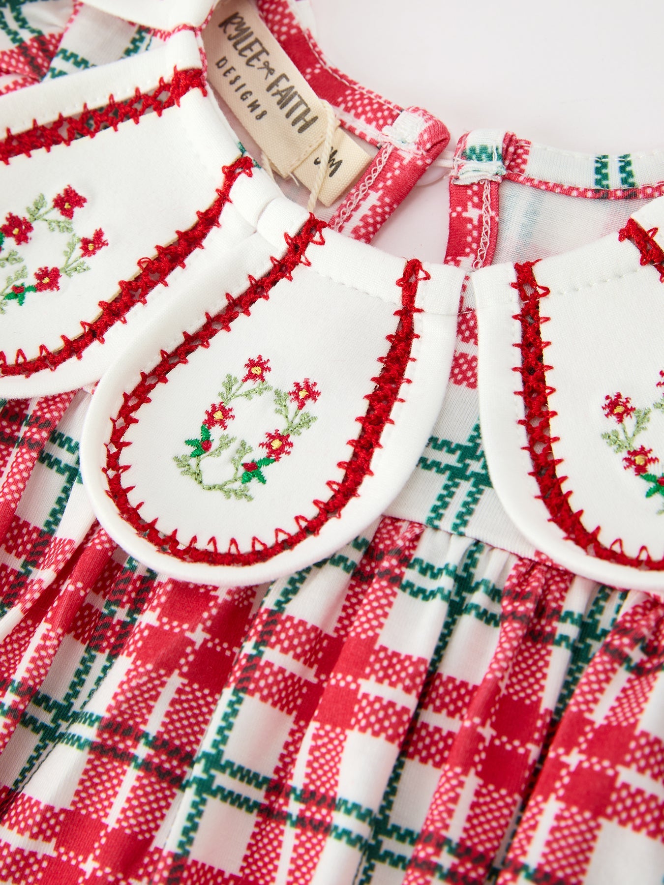 Red Christmas Plaid Wreath Baby Girl Bubble Romper