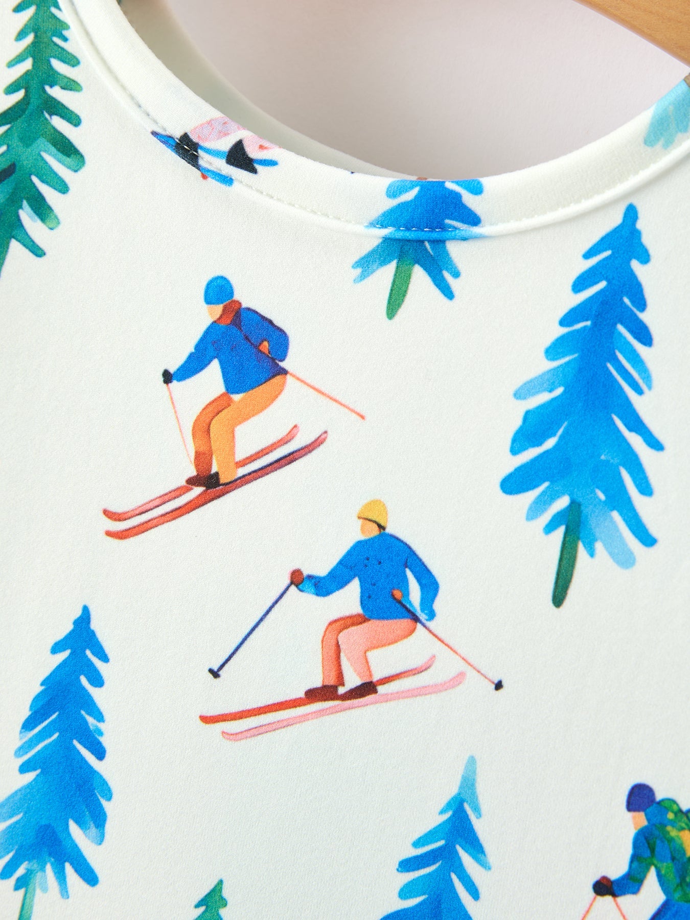 Christmas Girls Winter Ski & Pine Tree Print Twirl Dress