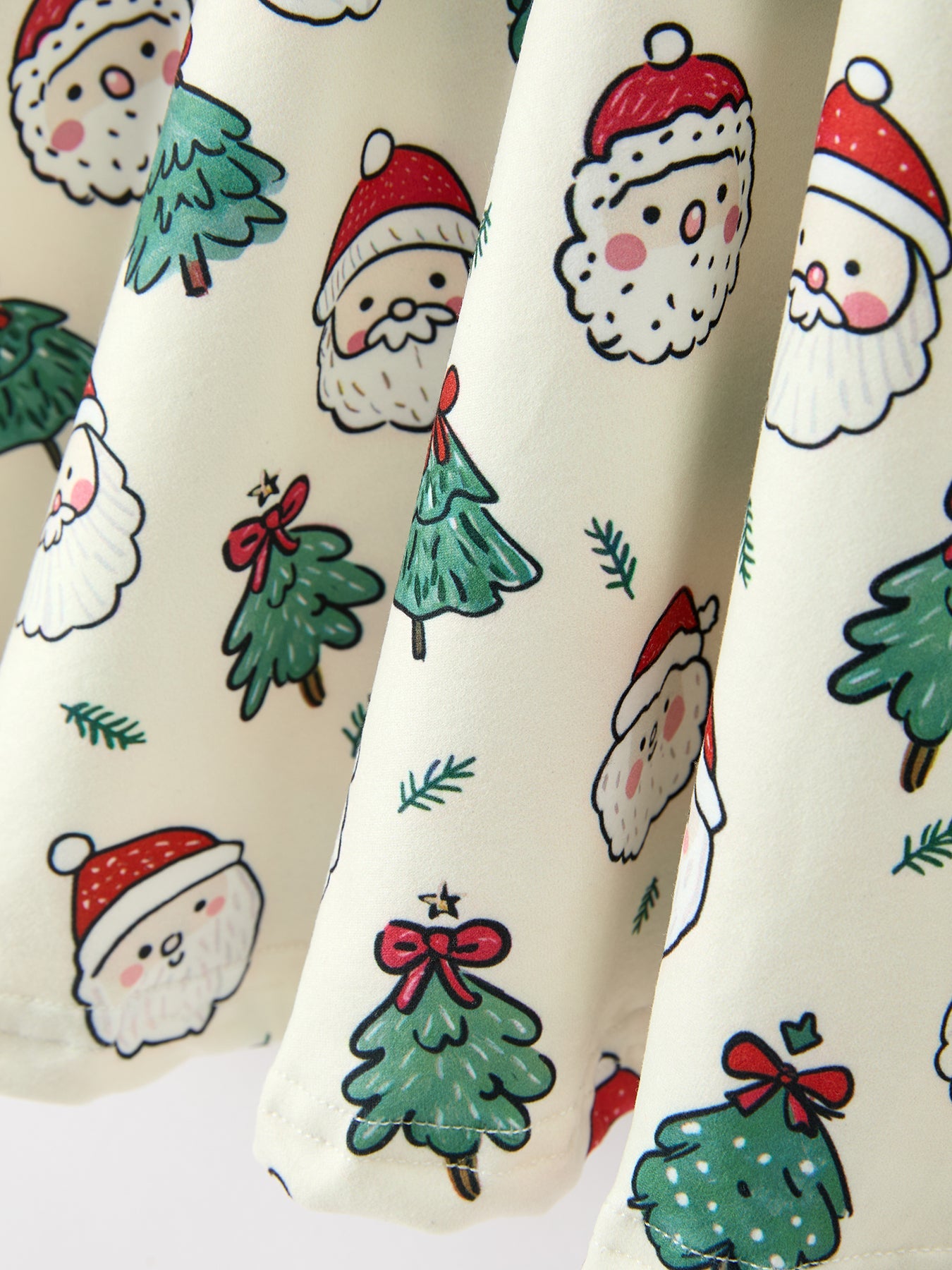 Girls Santa & Christmas Tree Print Twirl Dress