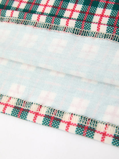 Baby Girl Christmas Plaid Embroidered Dress Wreath Collar
