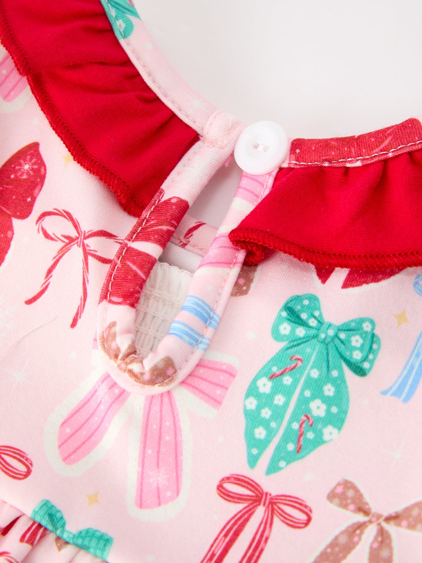Baby Girl Christmas Smocked Bubble Romper Bow Print