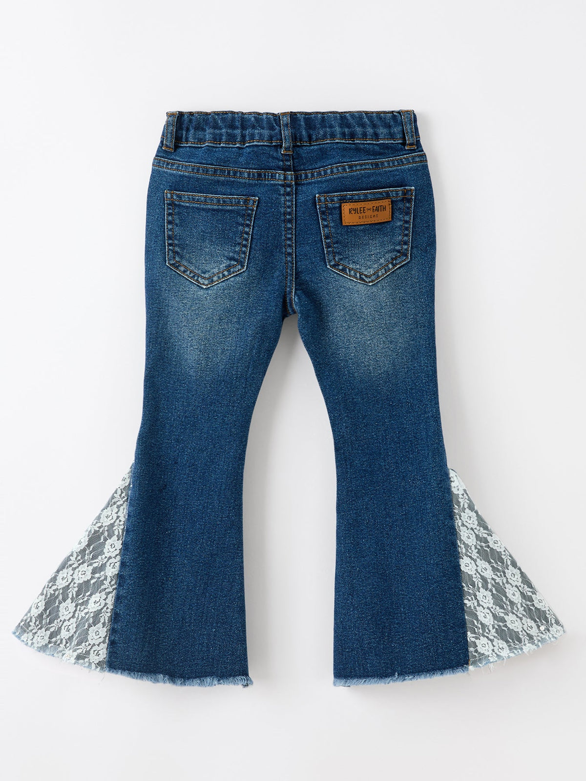 Girls Denim Bell Bottom Pants Lace Flare Jeans