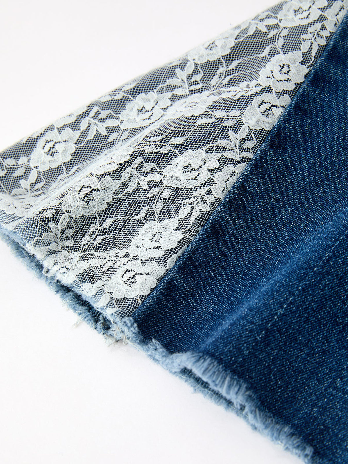 Girls Denim Bell Bottom Pants Lace Flare Jeans