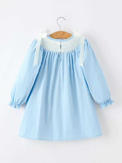 Christmas Nativity Smocked Long Sleeve Girls Dress