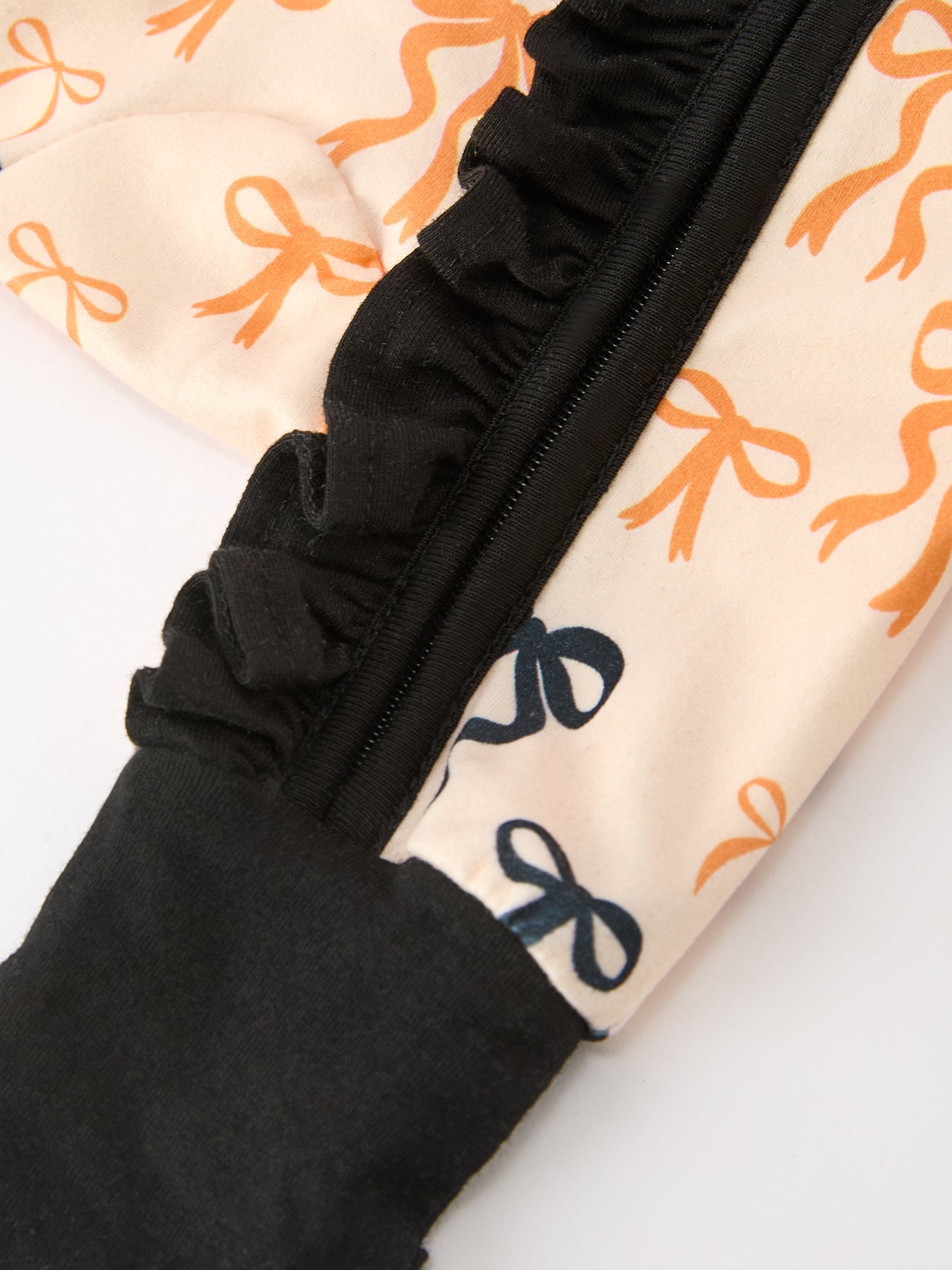 Halloween Bow Print Baby Girl Pajamas Ruffle Zipper Romper