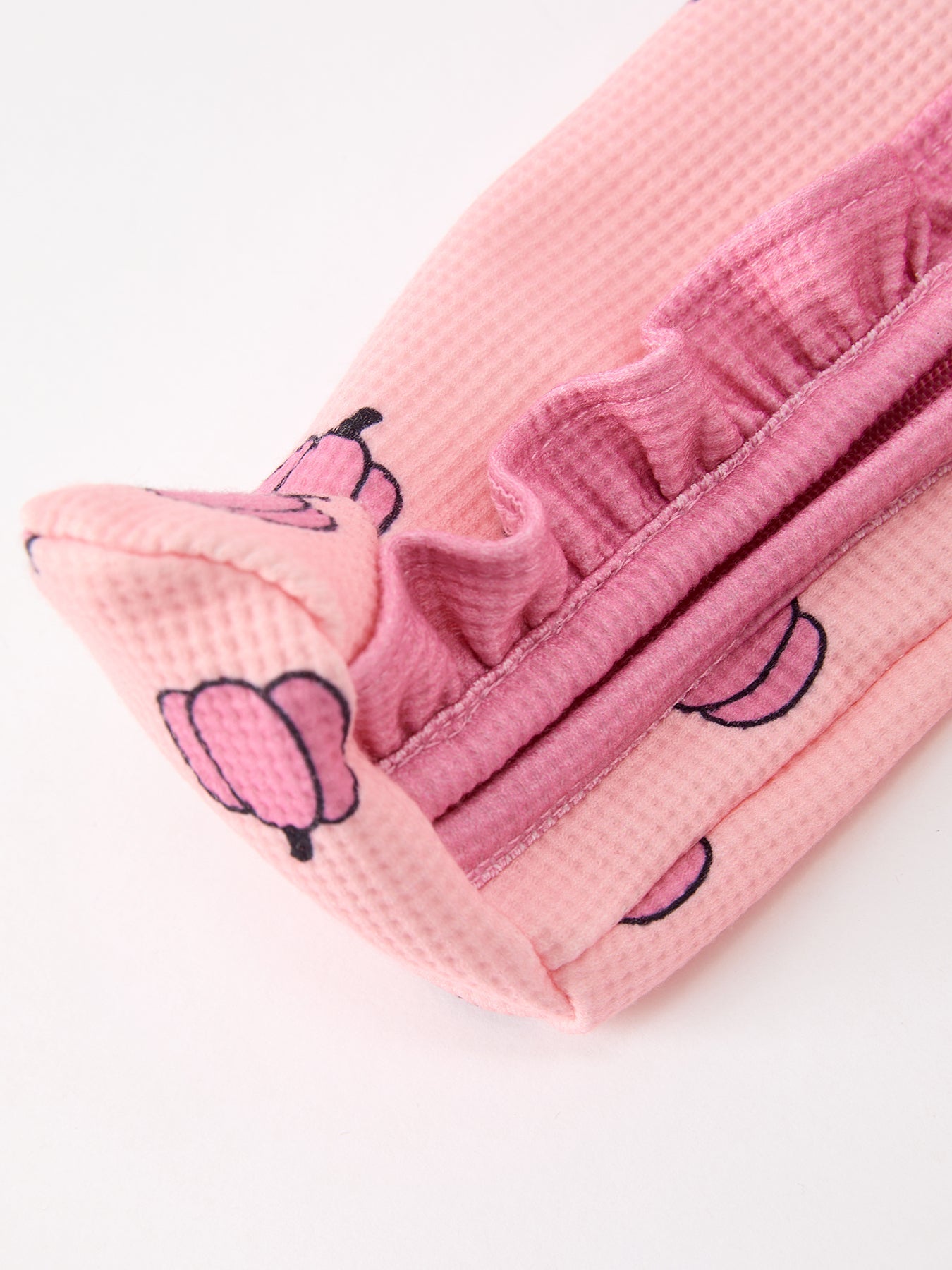 Fall Thanksgiving Pink Pumpkin Ruffle Zip Sleeper Waffle Jumpsuit