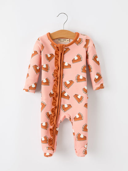 Girls Thanksgiving Pumpkin Pie Baby Girls Sleeper