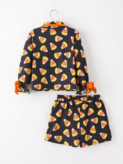 Halloween Candy Corn Mommy and Me Pajama Set Matching Lounge Set