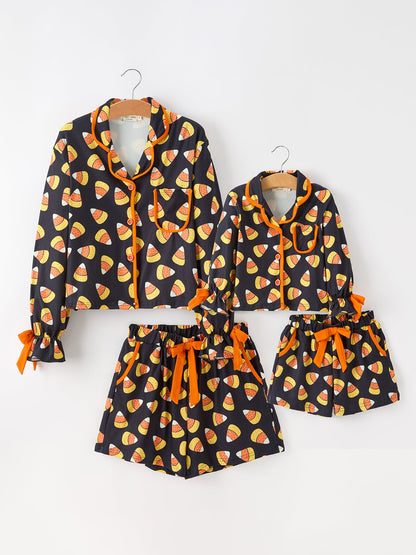 Halloween Candy Corn Mommy and Me Pajama Set Matching Lounge Set