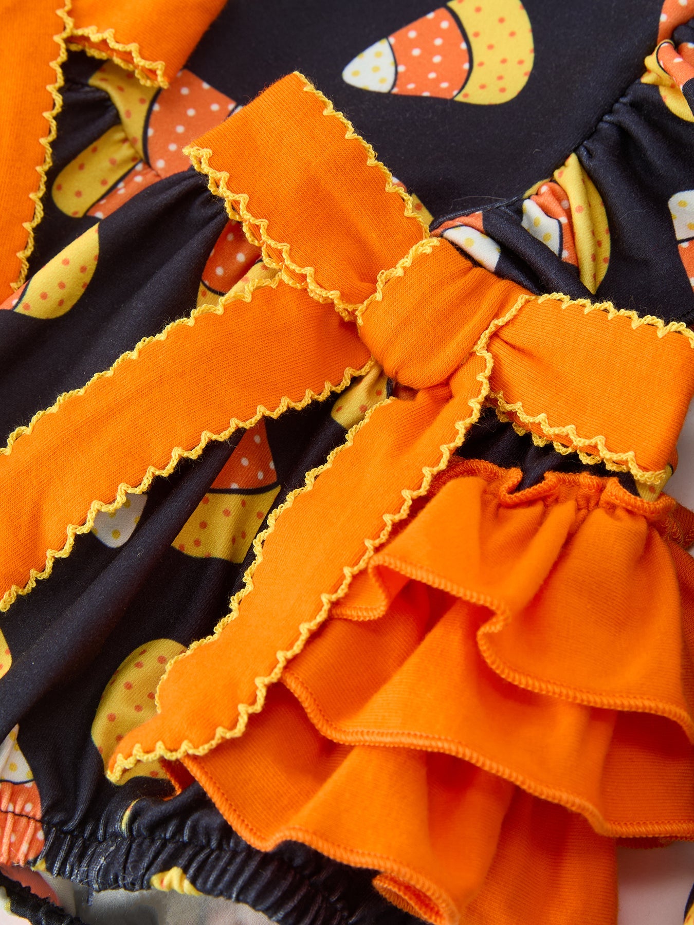 Halloween Candy Corn Baby Girl Bubble Romper Ruffle