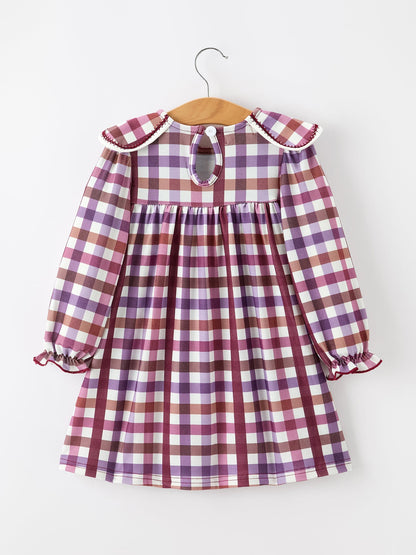 Fall Plaid Petals Collar Girls Dress