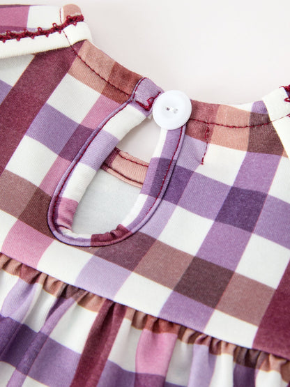 Fall Plaid Petals Collar Girls Bloomer Set