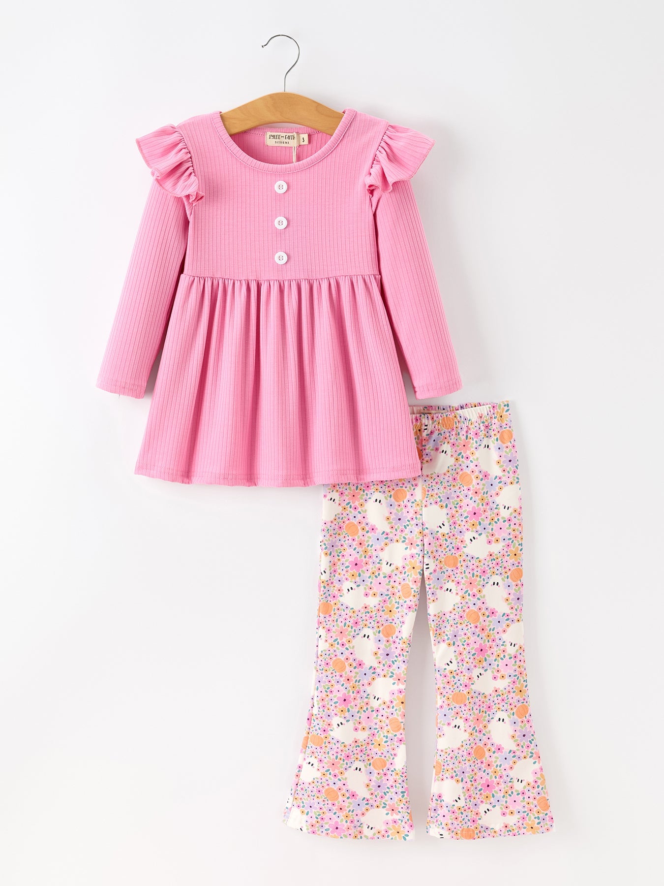 Halloween Ghost Girls Bell Bottom Pant Set Ruffle