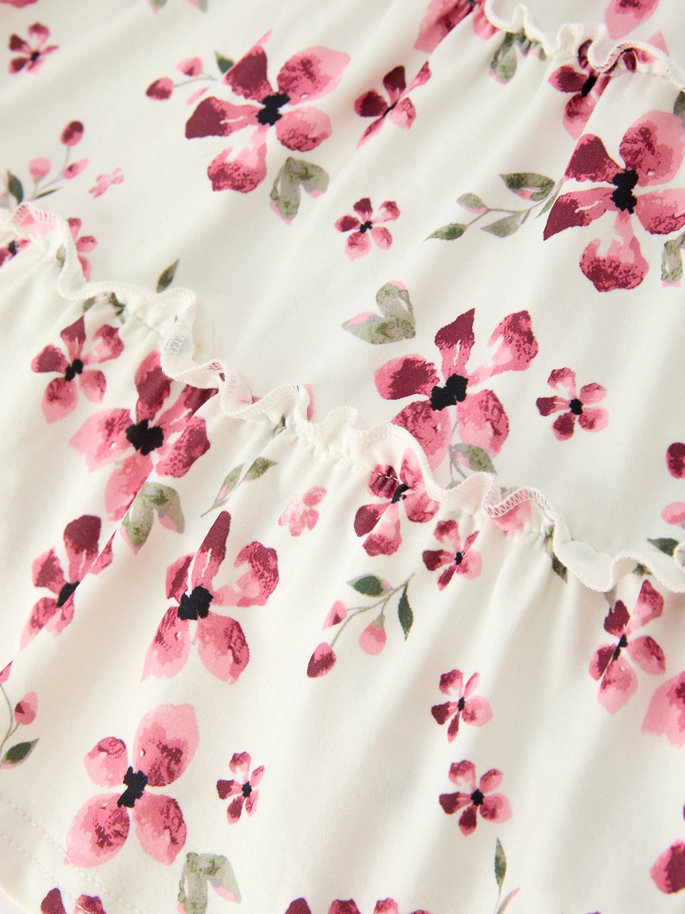 Floral Ruffle Girls Dress Puff Sleeve Party Dress