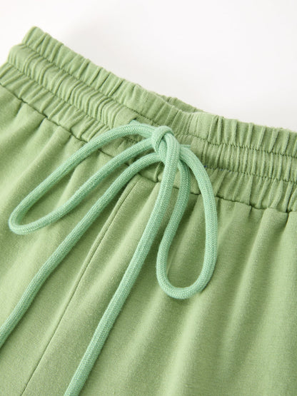 Fall Green Kids Pajamas Set Pumpkin Embroidery Button Sleepwear