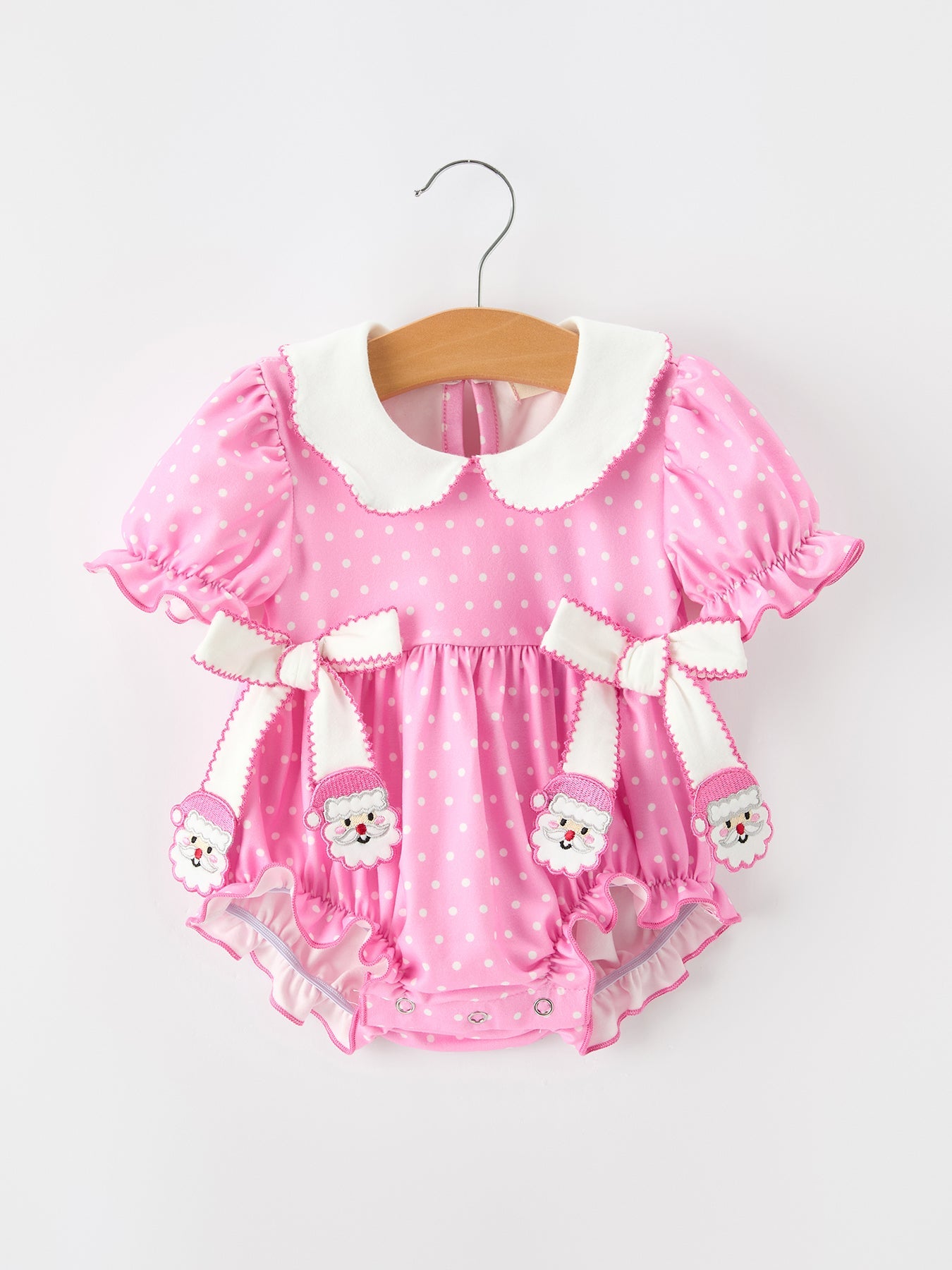 Christmas Baby Girls Santa Bow Peter Pan Collar Romper