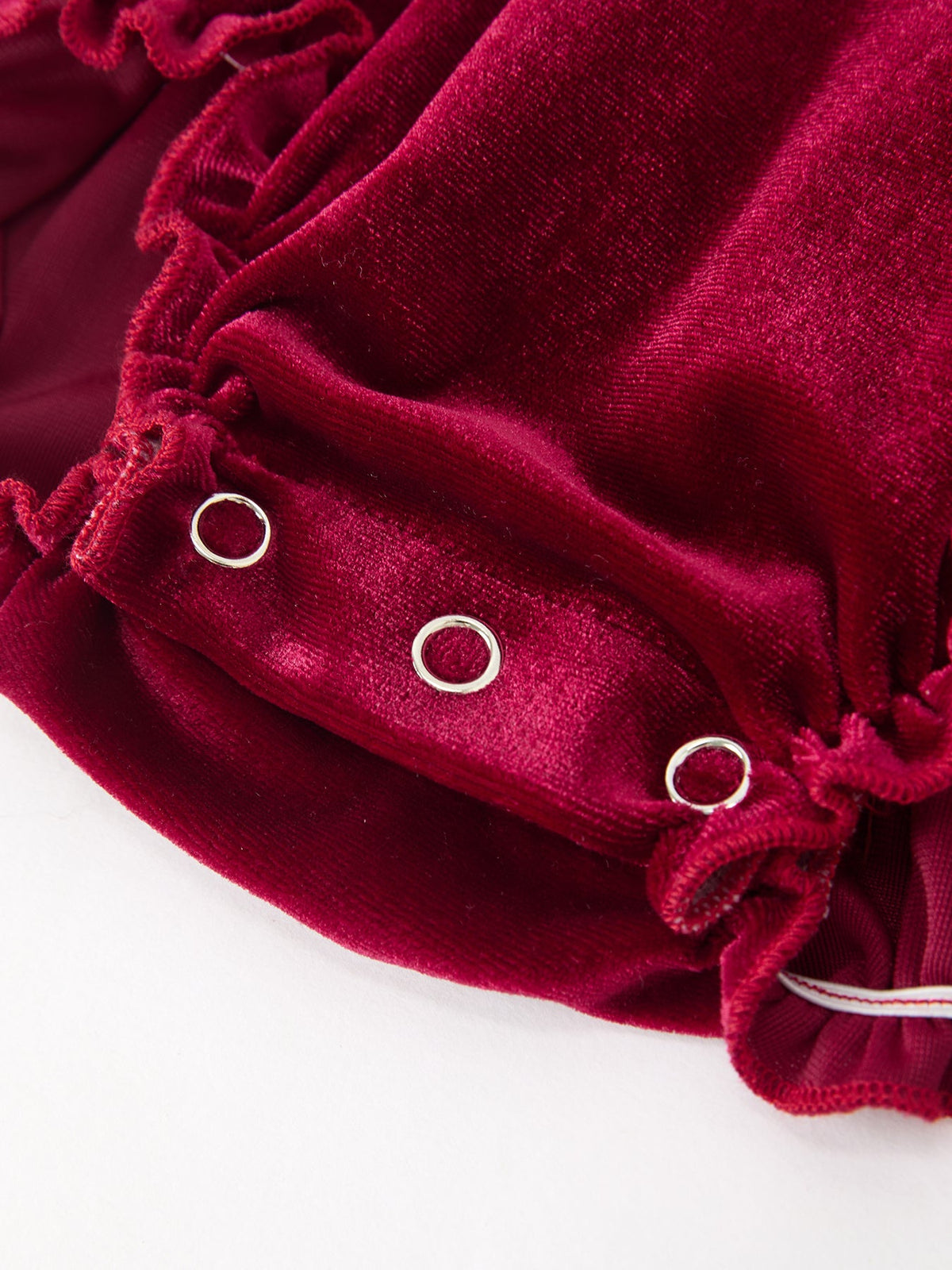 Baby Girls Christmas Burgundy Velvet Plaid Bow Romper