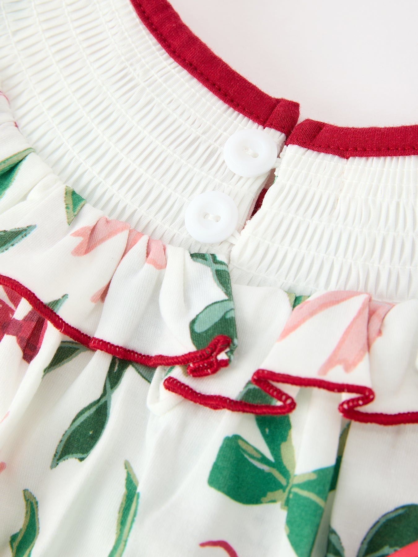 Christmas Girls Holly Jolly Bow Smocked Ruffle Dress
