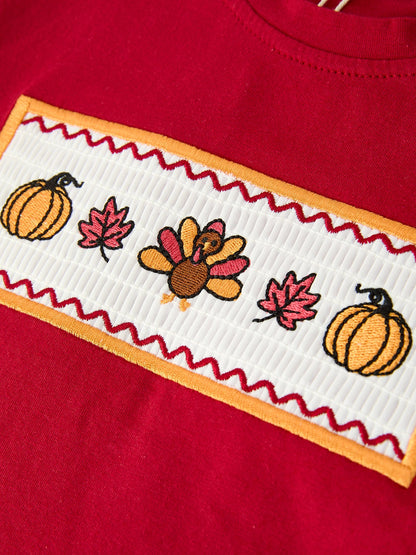 Boy Thanksgiving Pumpkin Turkey Maple Leaf Outfit Set