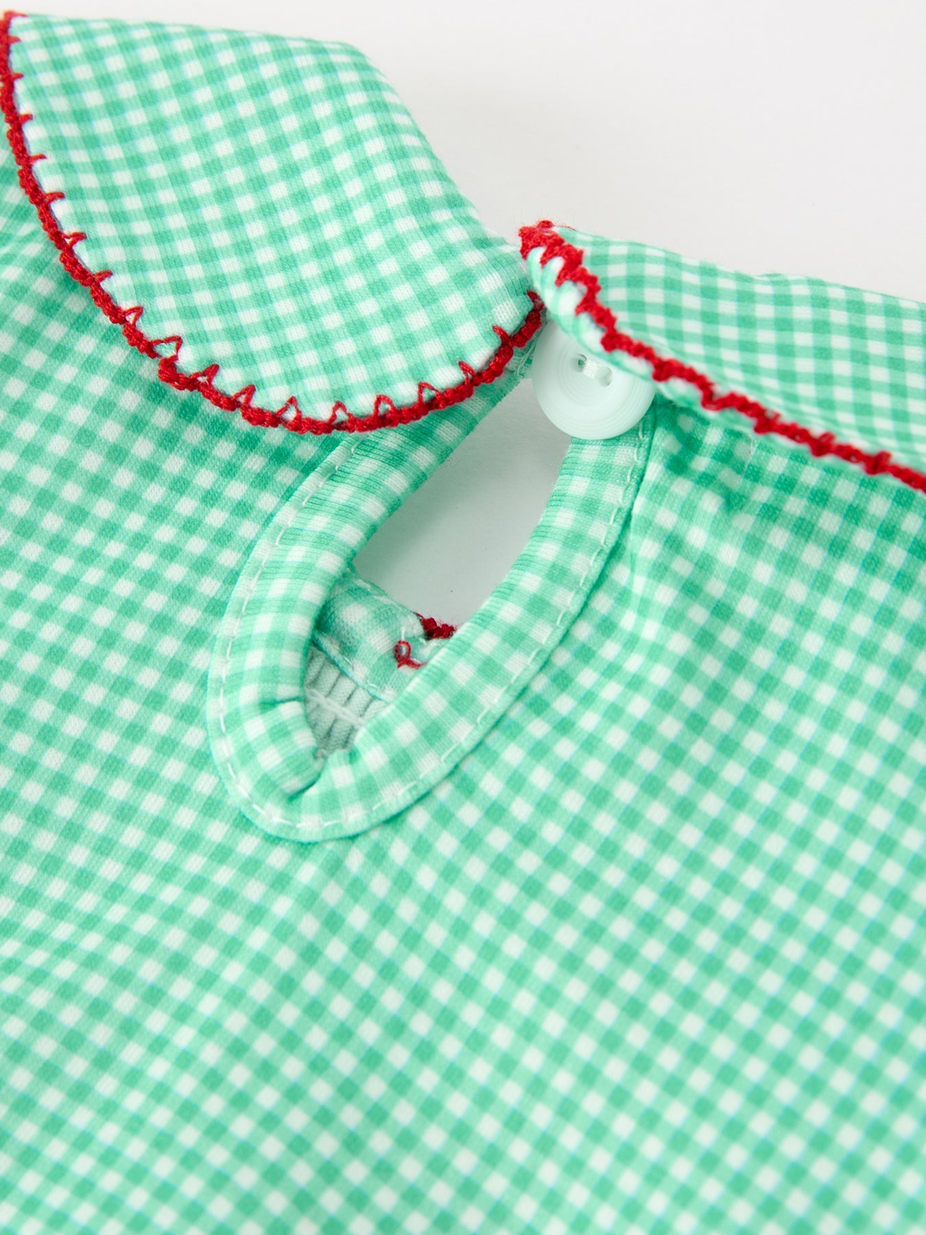 Christmas Girls Green Plaid Smocked Bow Bubble Romper