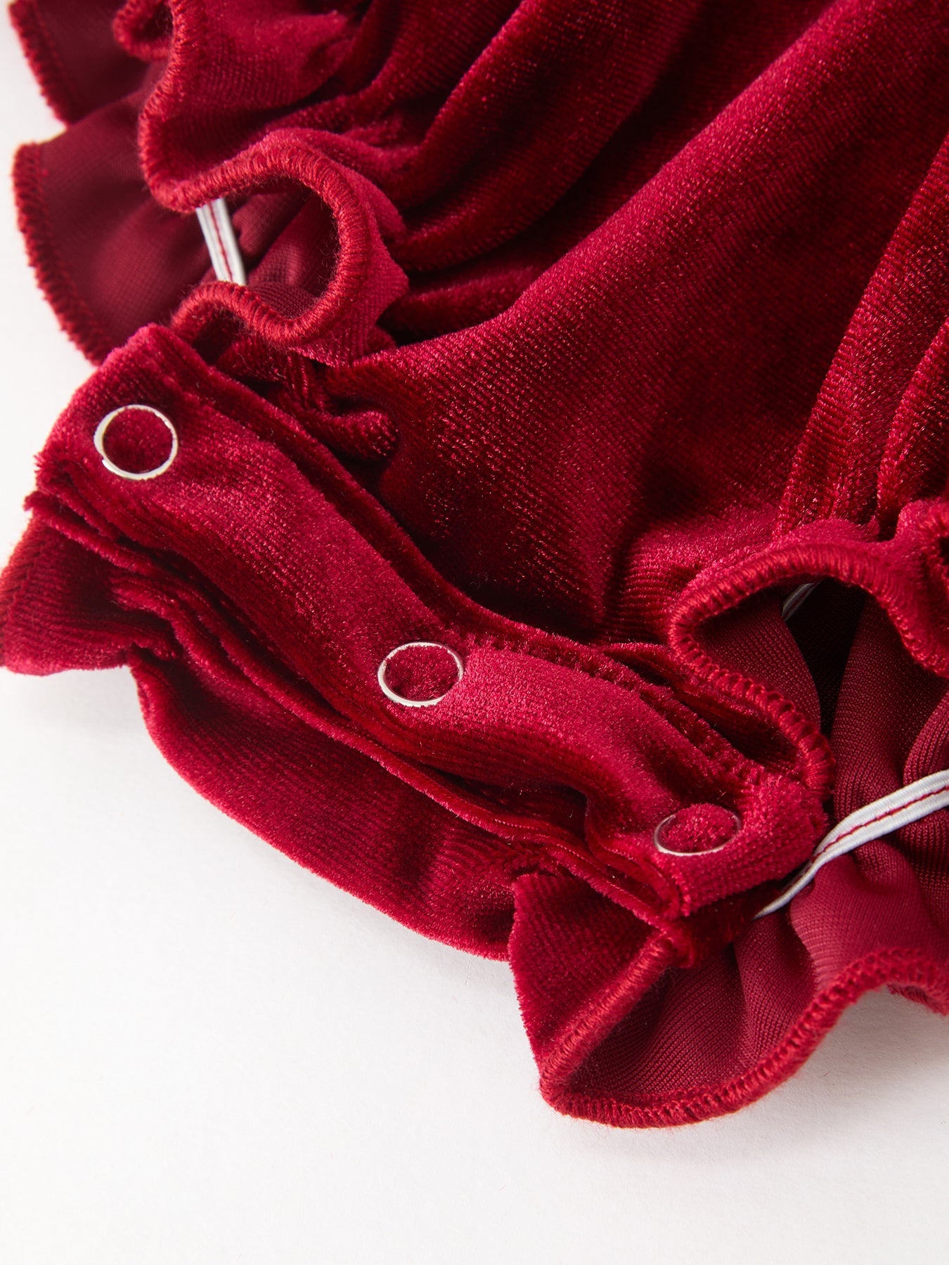 Christmas Burgundy Velvet Baby Girl Smocked Pearl Romper