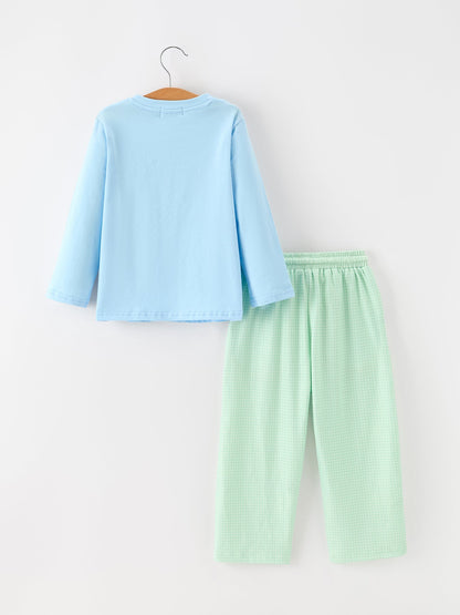 Christmas Boys Christmas Tree Embroidered Long Sleeve Top & Pants Set