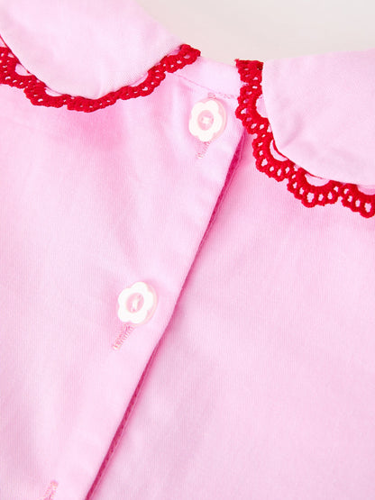 Baby Girls Valentine's Day Pink Heart Smocked Top & Bloomer Set