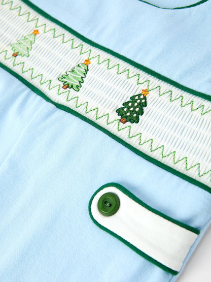 Christmas Boys Blue Christmas Tree Embroidered JonJon