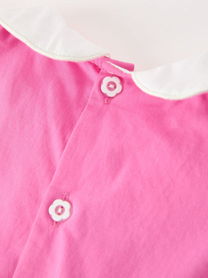 FALL Girls Hot Pink Floral Embroidered Smocked Dress
