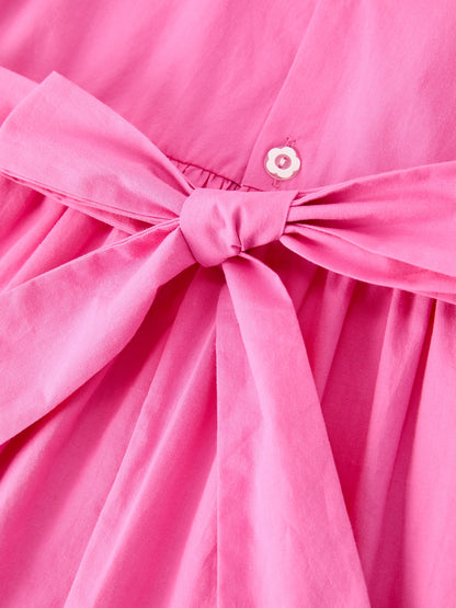 FALL Girls Hot Pink Floral Embroidered Smocked Dress