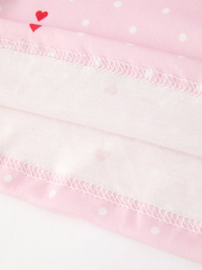 Girls Valentine's Day Pink Heart Print Ruffle Collar Dress