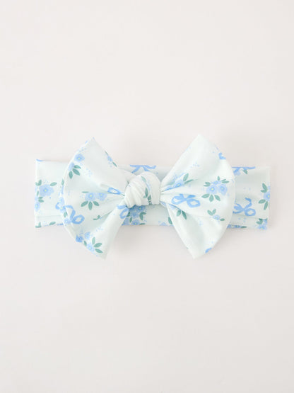 FALL Baby Girls Blue Floral Bow Headband