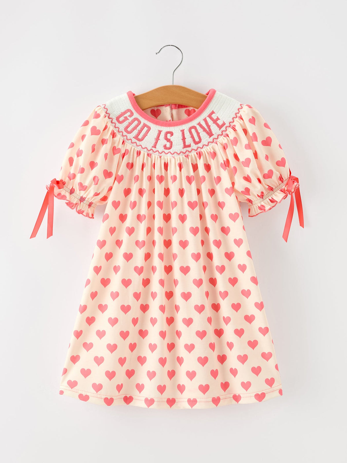 Girls Valentine's Day God Is Love Heart Smocked Dress