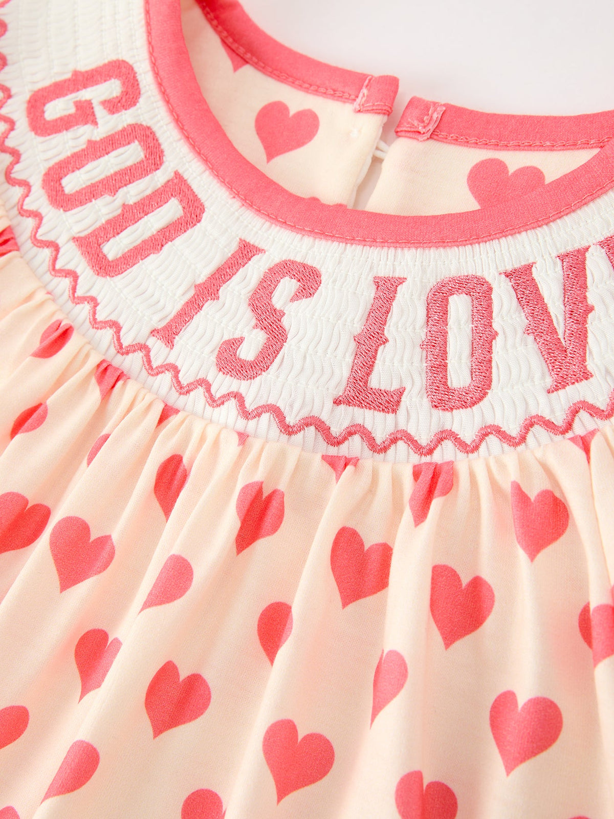 Girls Valentine's Day God Is Love Heart Smocked Dress