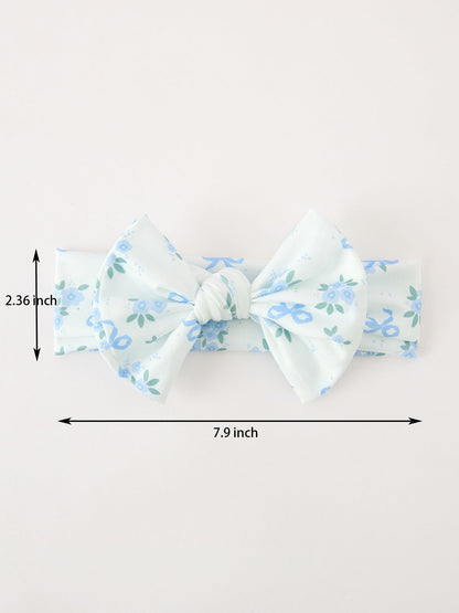 FALL Baby Girls Blue Floral Bow Headband